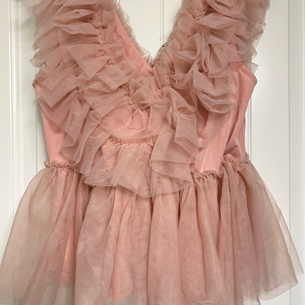 Chic Ruffled Blush Tulle blouse